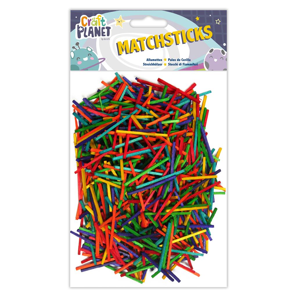 Craft Planet Matchsticks - Assorted Colours (500pcs)