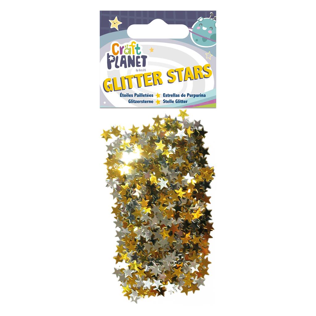 Craft Planet Glitter Stars - Gold & Silver (6mm)