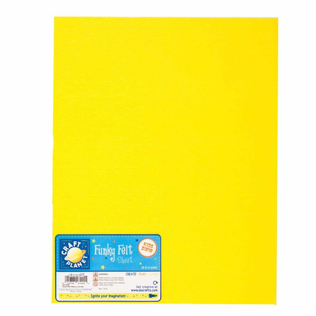 Craft Planet Acrylic Felt 9" x 12" - Yellow (1sht)