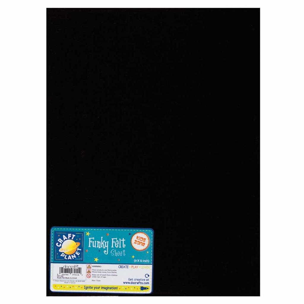 Craft Planet Acrylic Felt 9" x 12" - Black (1sht)