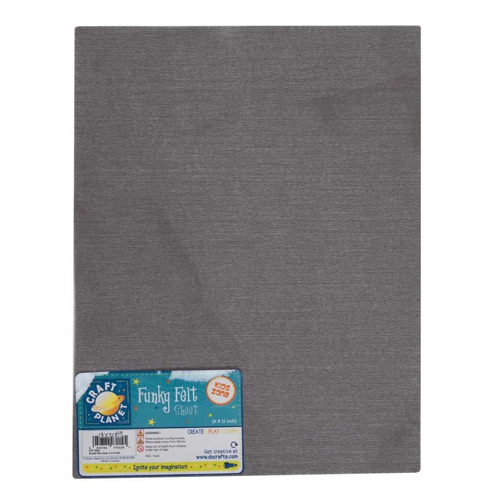 Craft Planet Acrylic Felt 9" x 12" - Grey (1sht)