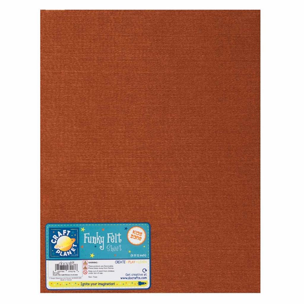 Craft Planet Acrylic Felt 9" x 12" - Light Brown (1sht)