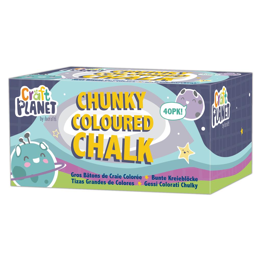 Craft Planet Chunky Coloured Chalks Bulk Pack (40pk)