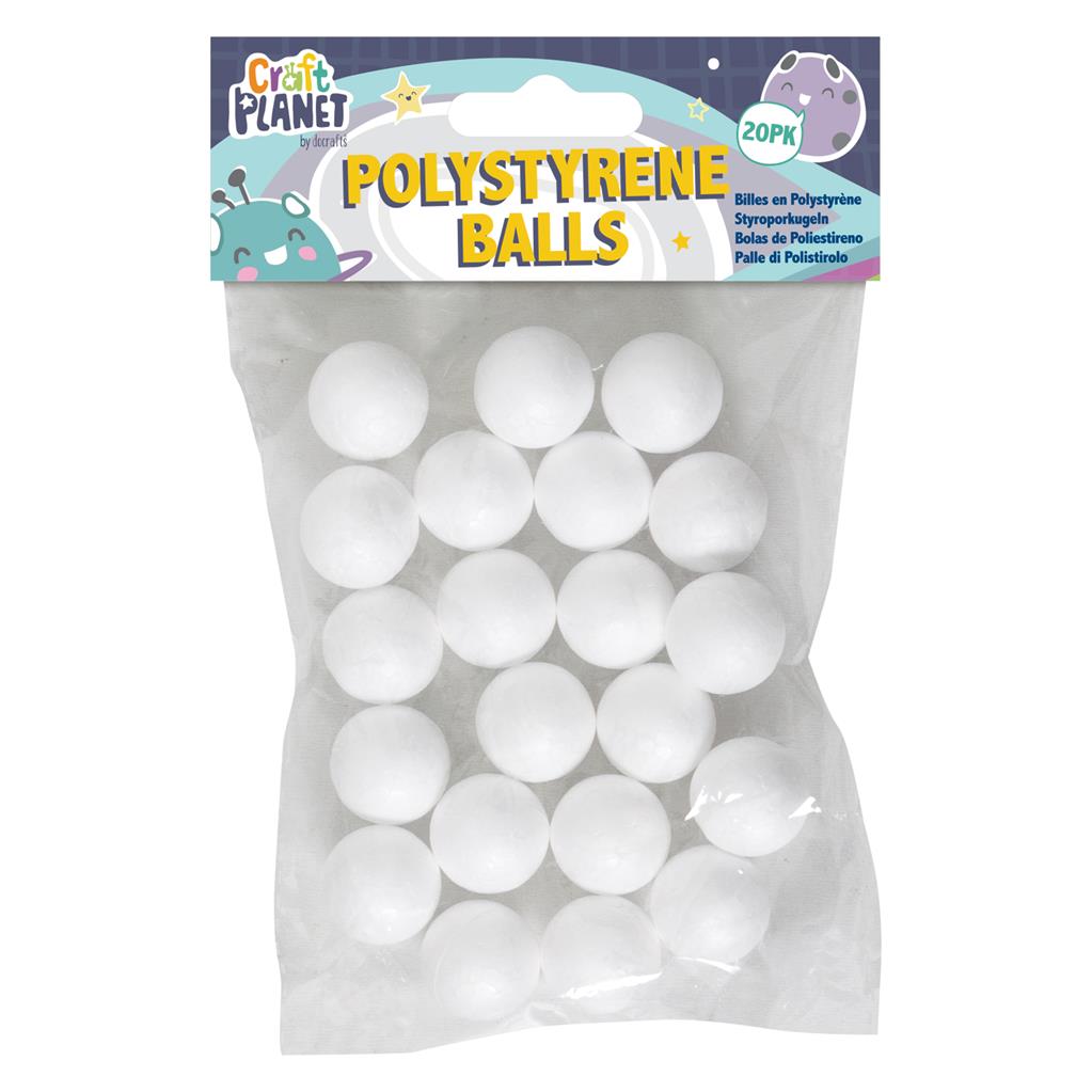 Craft Planet Polystyrene Balls 2cm (20pk)