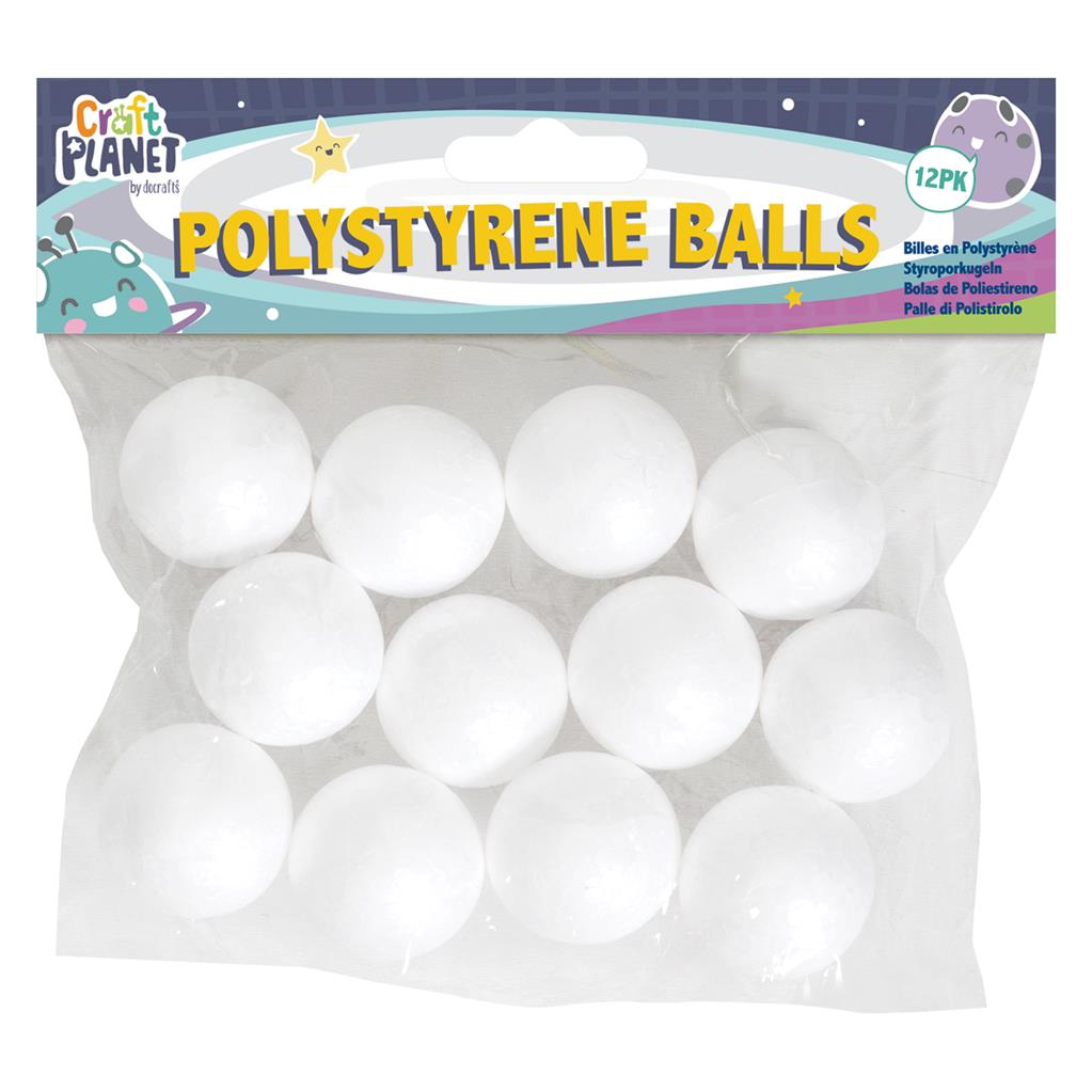 Craft Planet Polystyrene Balls 3cm (12pk)