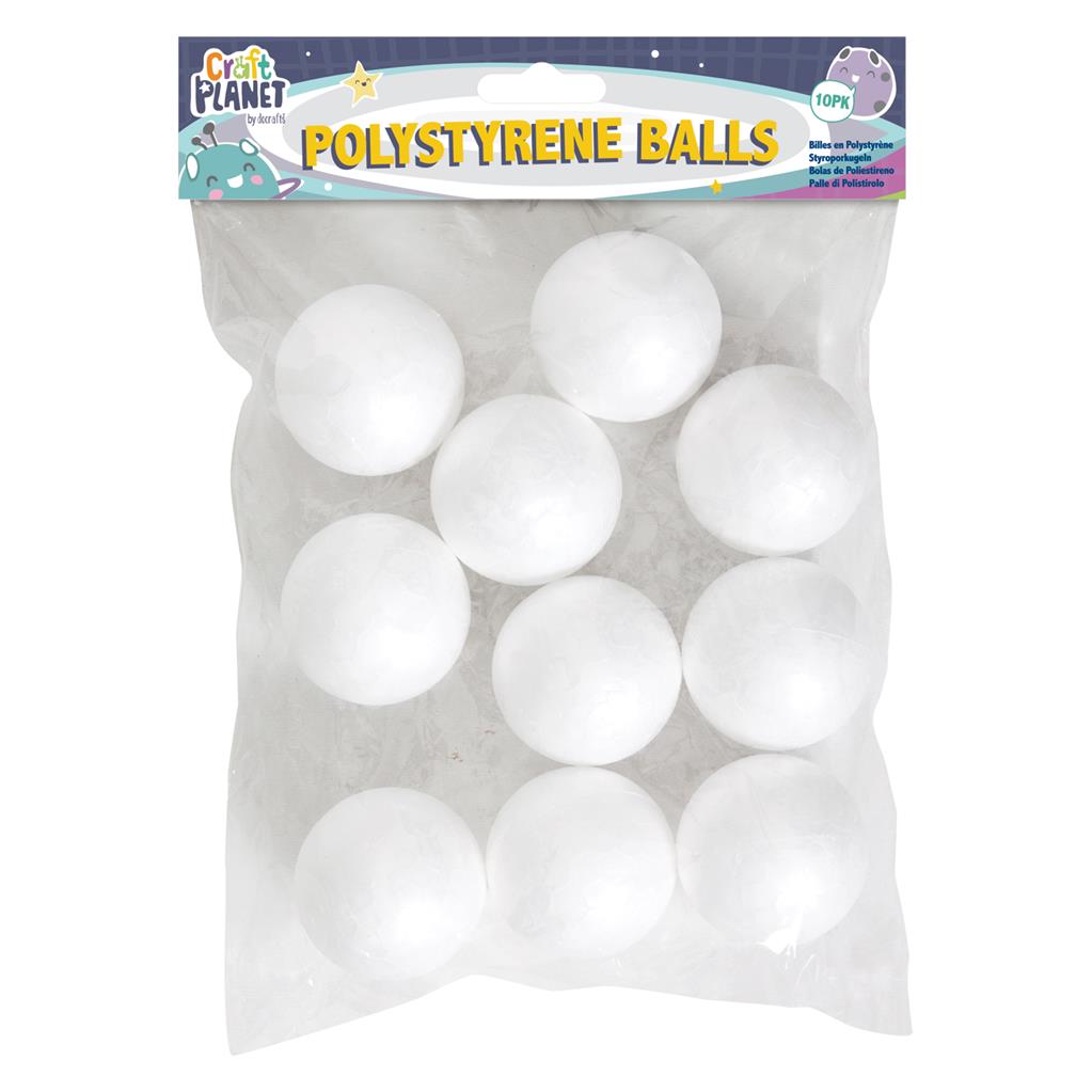 Craft Planet Polystyrene Balls 4.5cm (10pk)