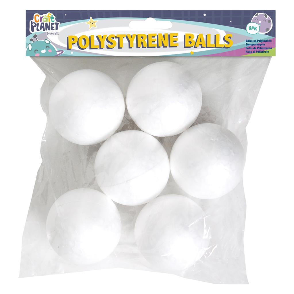 Craft Planet Polystyrene Balls 6cm (6pk)