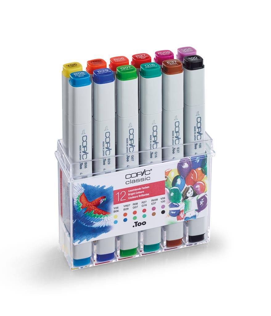 Copic Classic Marker Pen Set - Bright Colours (12pc)