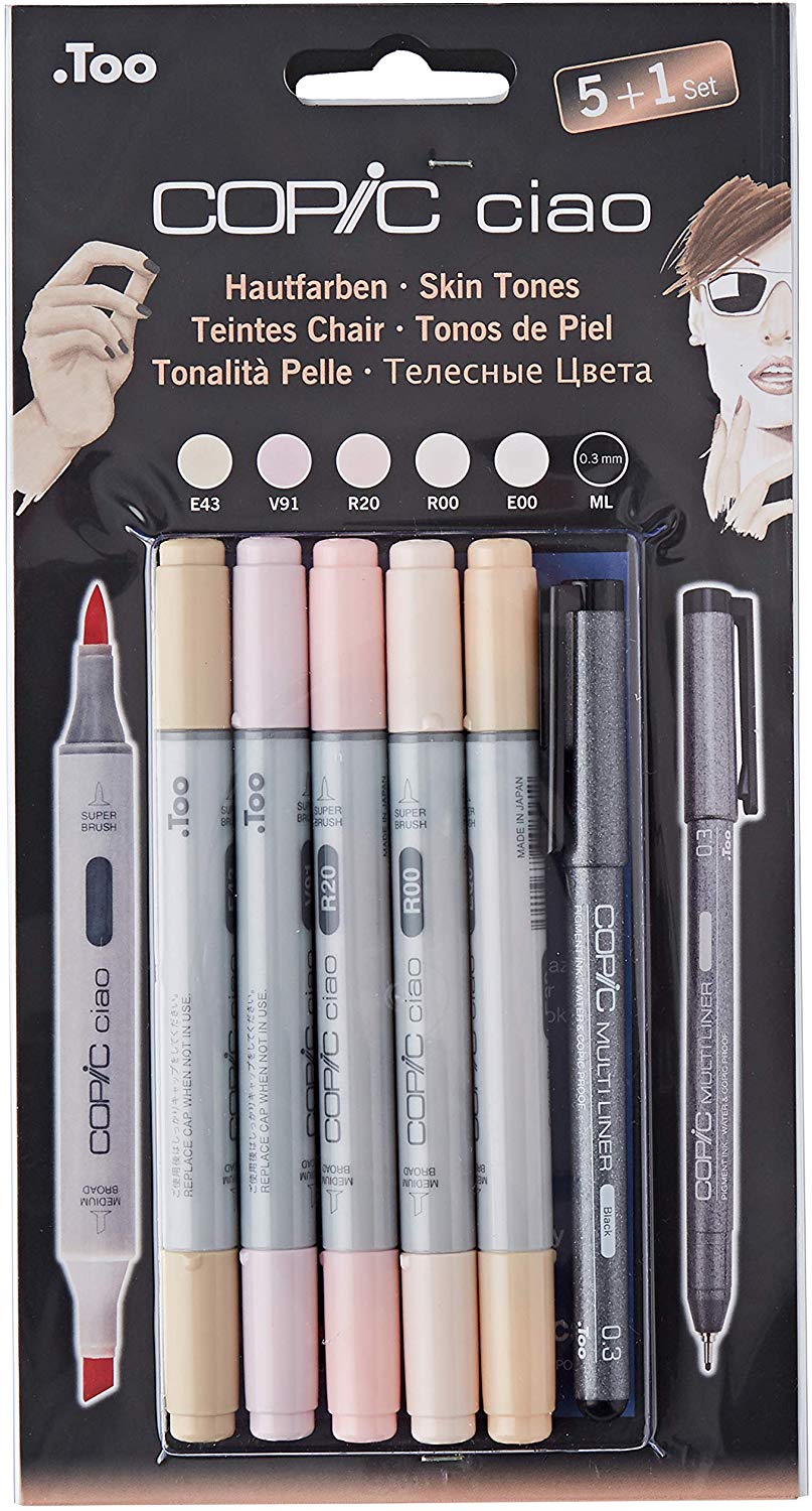 Copic Ciao 5pc + Multiliner Pen Set - Skin Tones