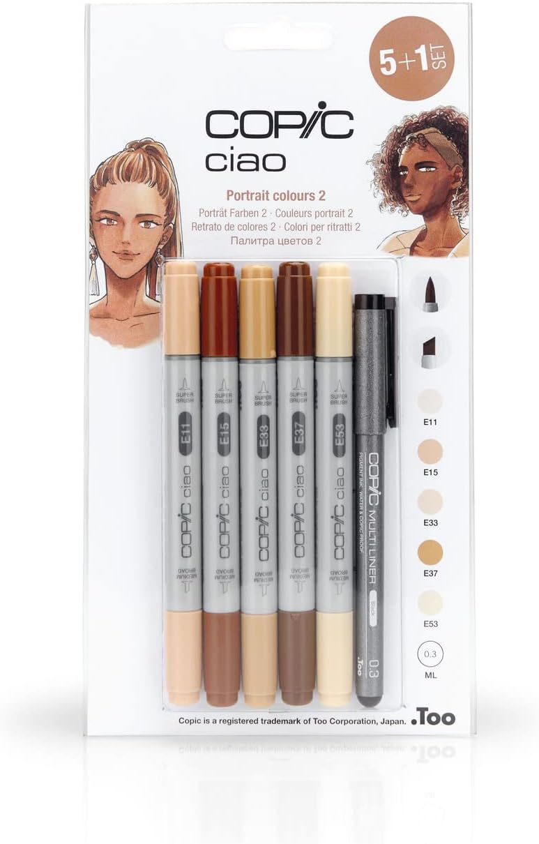 Copic Ciao 5pc + Multiliner Pen Set - Portrait 2