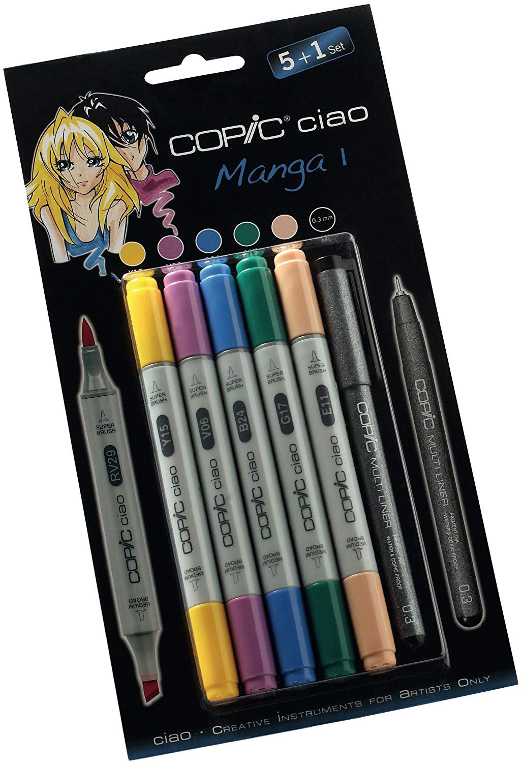 Copic Ciao 5pc + Multiliner Pen Set - Manga 1