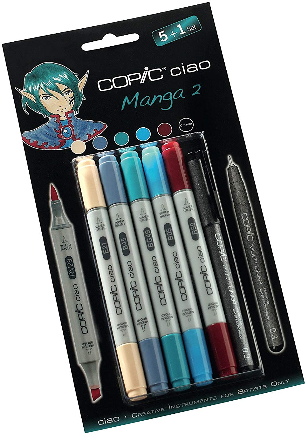 Copic Ciao 5pc + Multiliner Pen Set - Manga 2