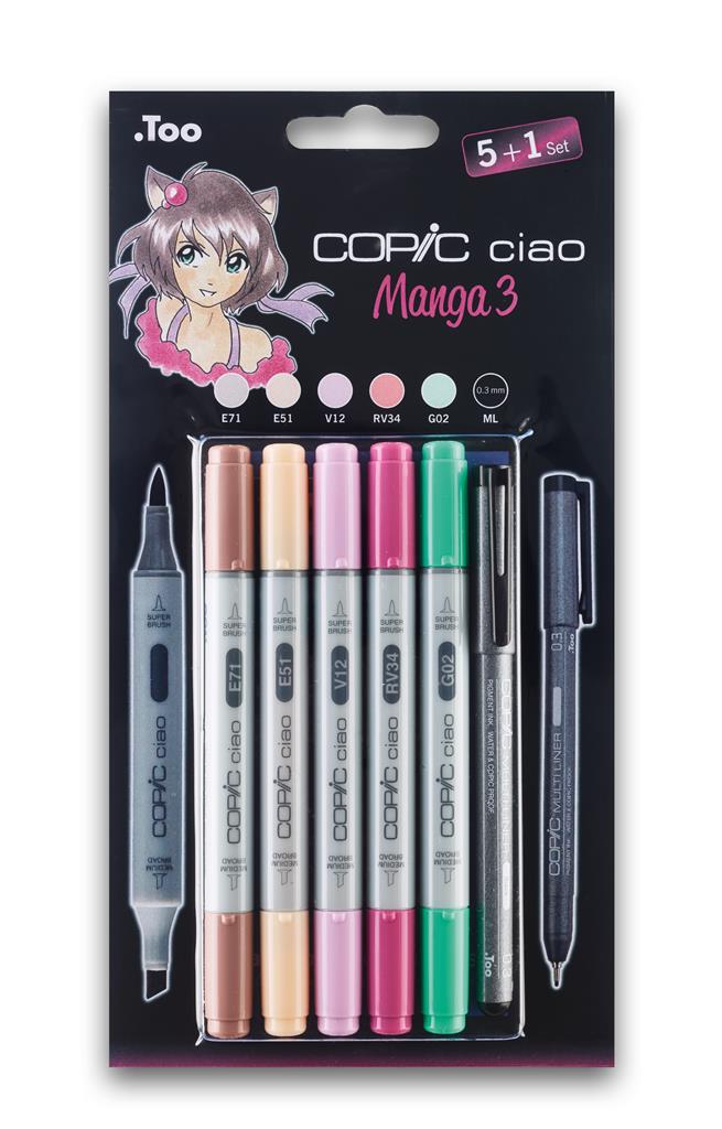 Copic Ciao 5pc + Multiliner Pen Set - Manga 3