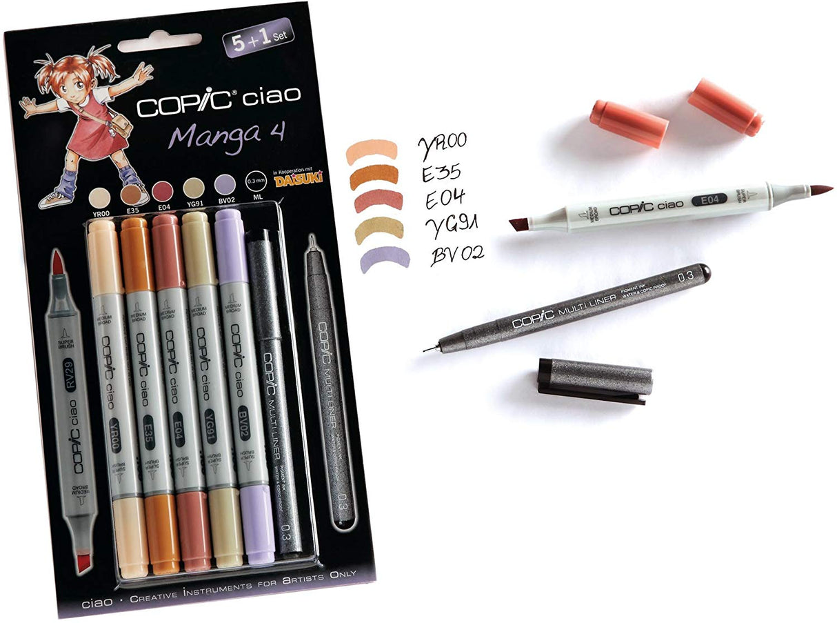 Copic Ciao 5pc + Multiliner Pen Set - Manga 4