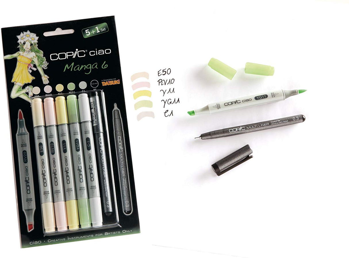 Copic Ciao 5pc + Multiliner Pen Set - Manga 6