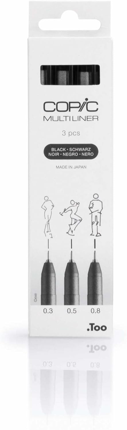 Copic Multiliner Medium Pen Set - Black (3pc)