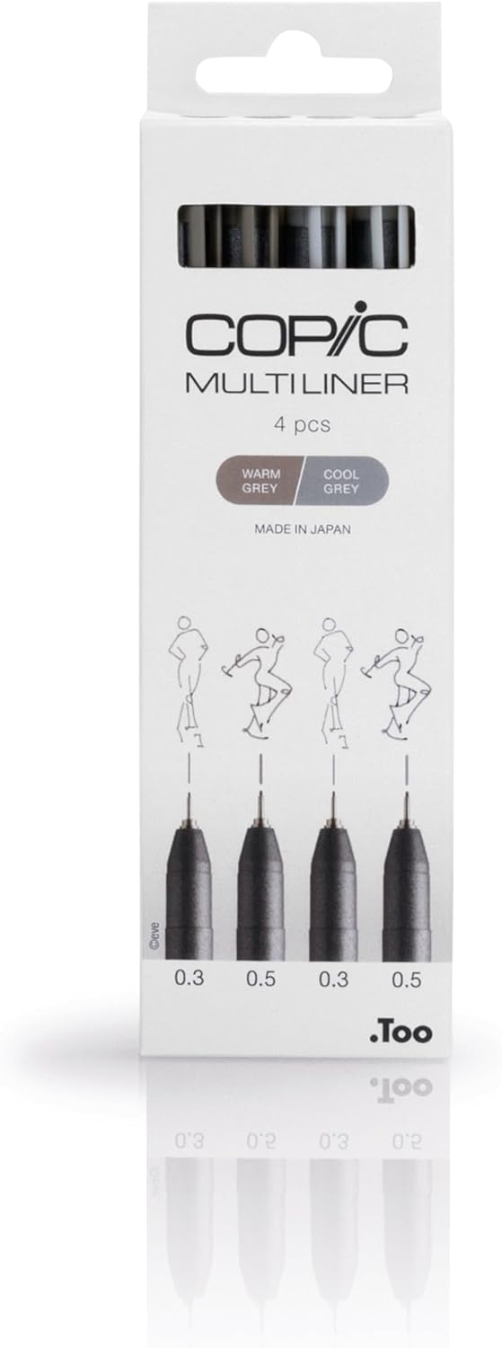 Copic Multiliner Medium Pen Set - Greys (4pc)