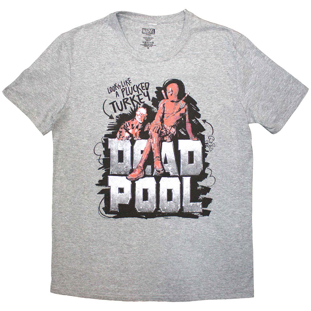 Marvel Comics Unisex T-Shirt Deadpool Plucked Turkey Grey (M)