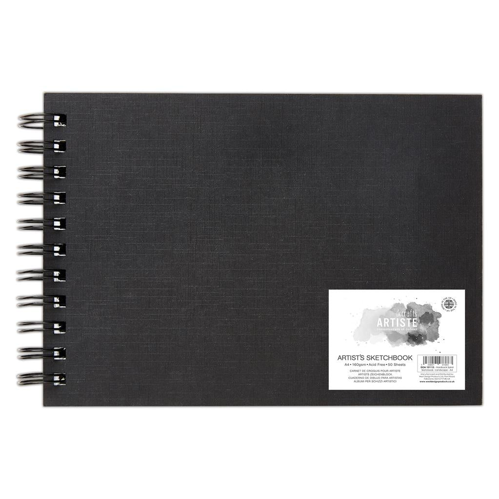 Artiste A4 Hardback Spiral Sketch Book Landscape 160gm 50shts