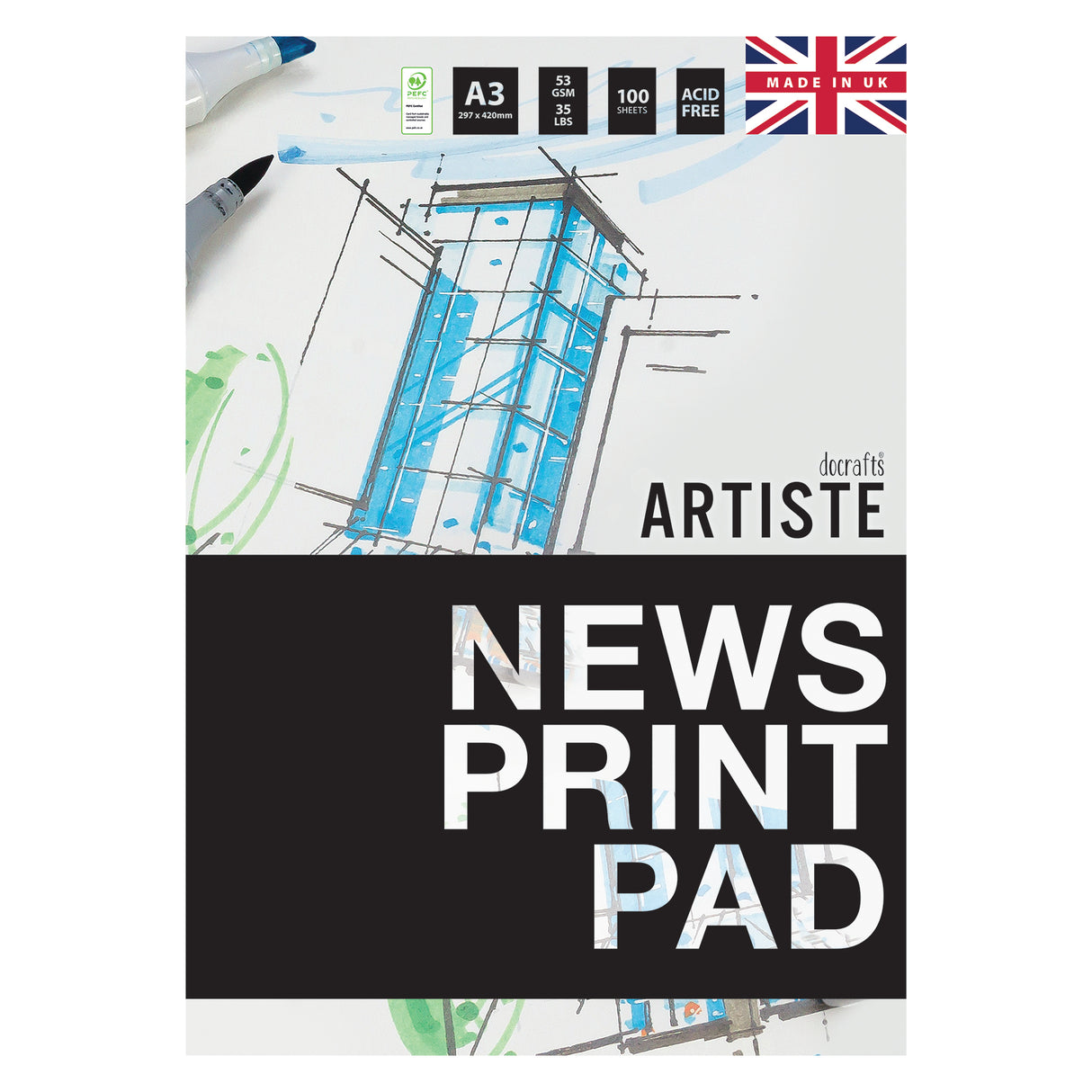 Artiste A3 Newsprint Pad 53gsm 150shts