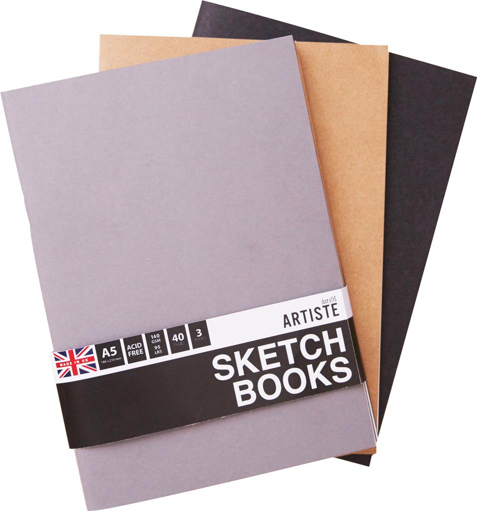 Artiste A5 Sketchbook 140gsm 20sht (3pk)