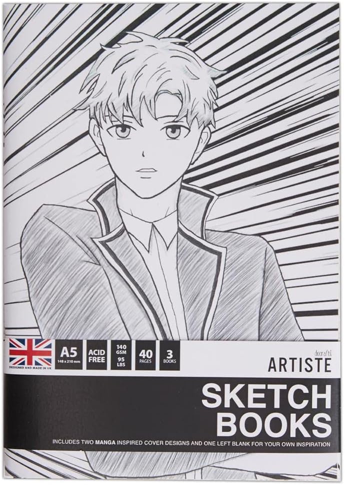 Artiste A5 Sketchbook 140gsm 20shts White - Manga (3pk)