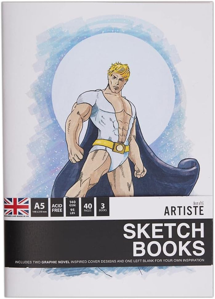 Artiste A5 Sketchbook 140gsm 20shts White - Graphic Novel (3pk)