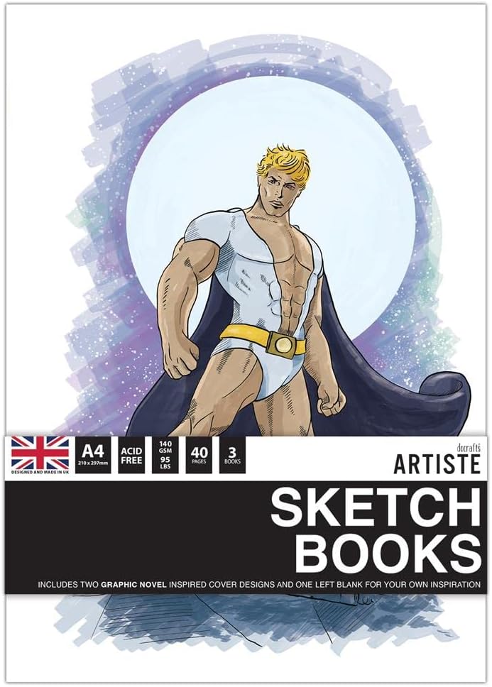 Artiste A4 Sketchbook 140gsm 20shts White - Graphic Novel (3pk)