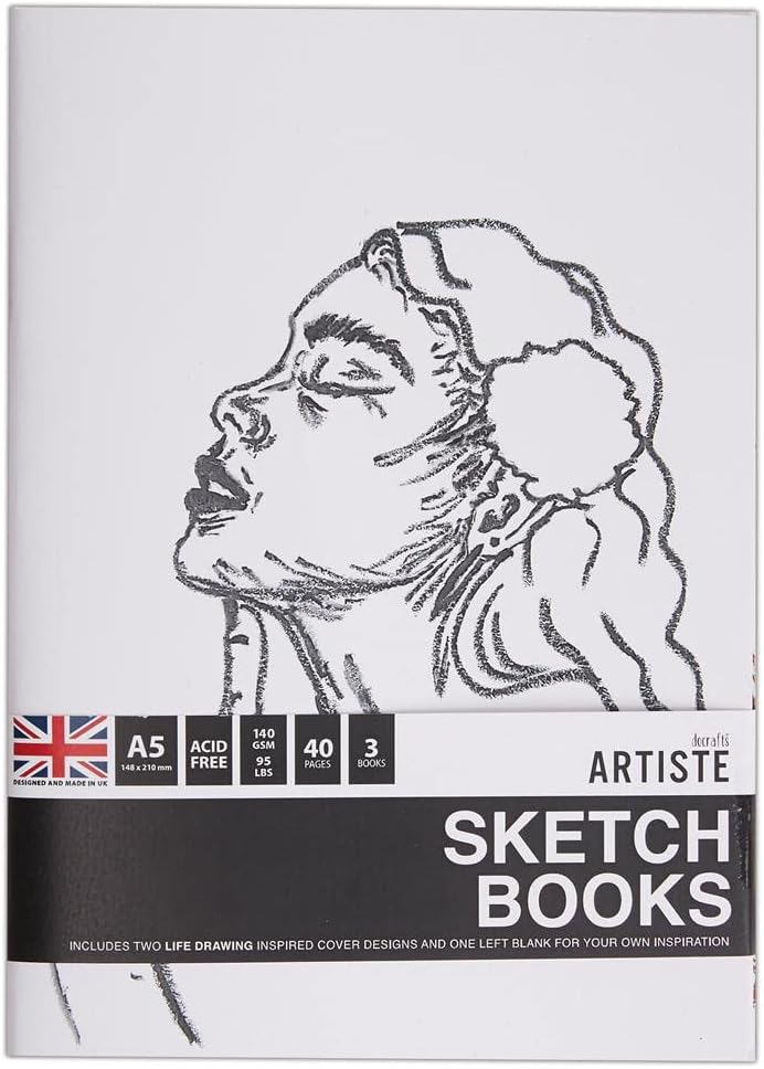 Artiste A5 Sketchbook 140gsm 20shts White - Life Drawing (3pk)