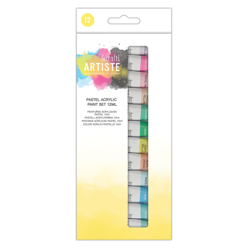 Artiste Acrylic Paint Set - Pastel Colours 12ml Tubes (12pk)