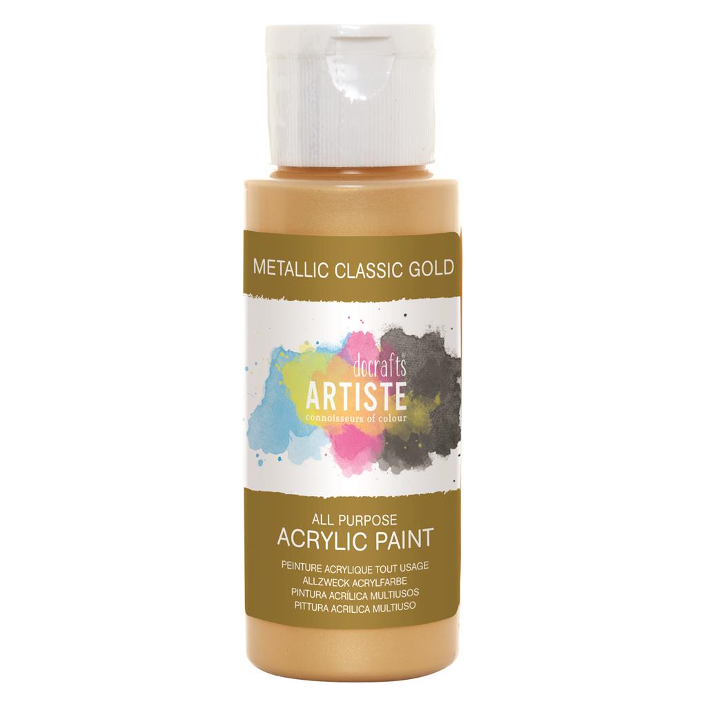 Artiste All Purpose Acrylic Paint - Metallic Classic Gold (2oz)