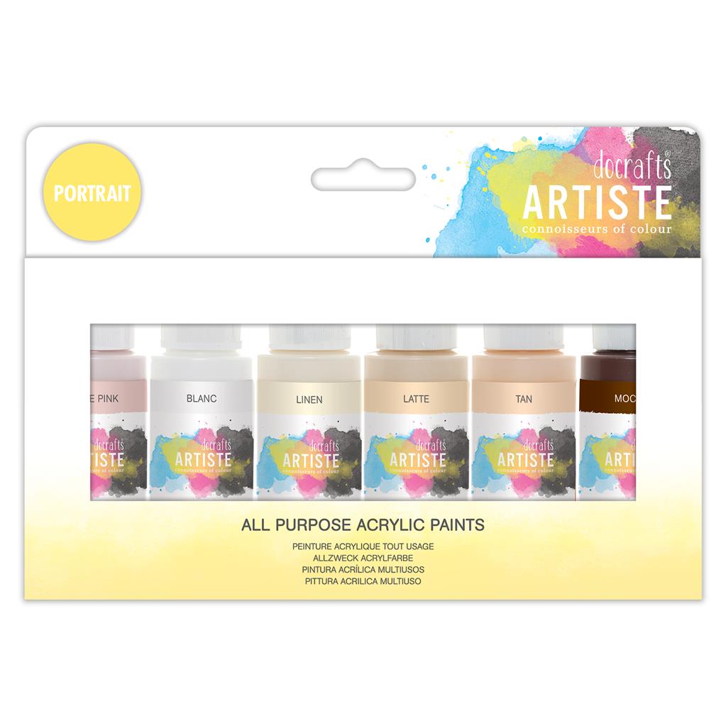 Artiste All Purpose Acrylic Paint Set - Portrait Colours (6pk)