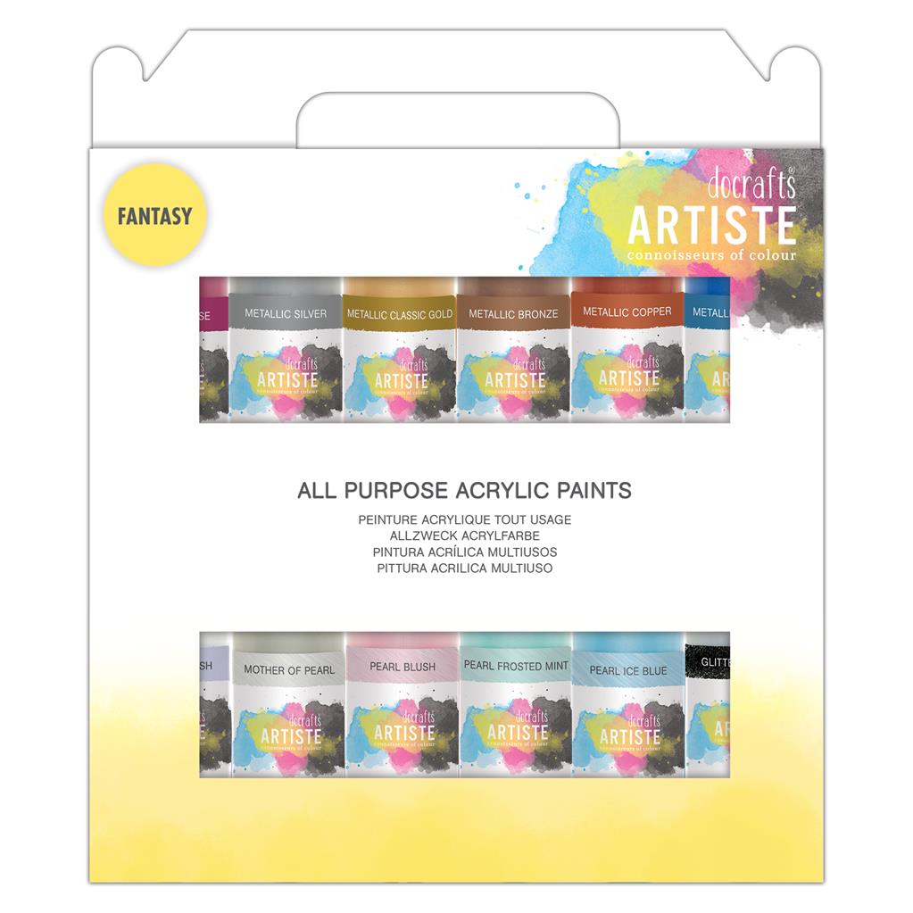 Artiste All Purpose Acrylic Paint Set - Fantasy Colours (12pk)