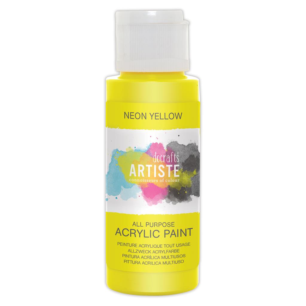 Artiste All Purpose Acrylic Paint - Neon Yellow (2oz)