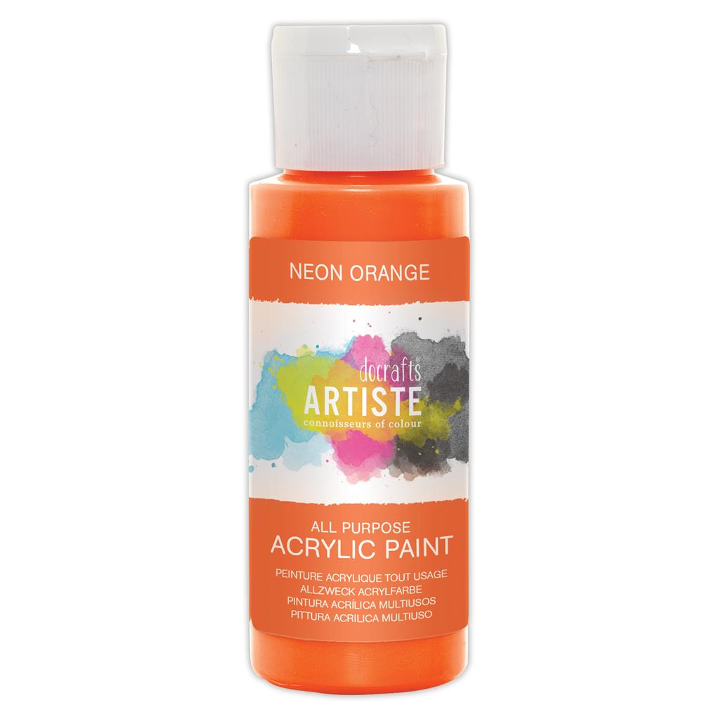 Artiste All Purpose Acrylic Paint - Neon Orange (2oz)