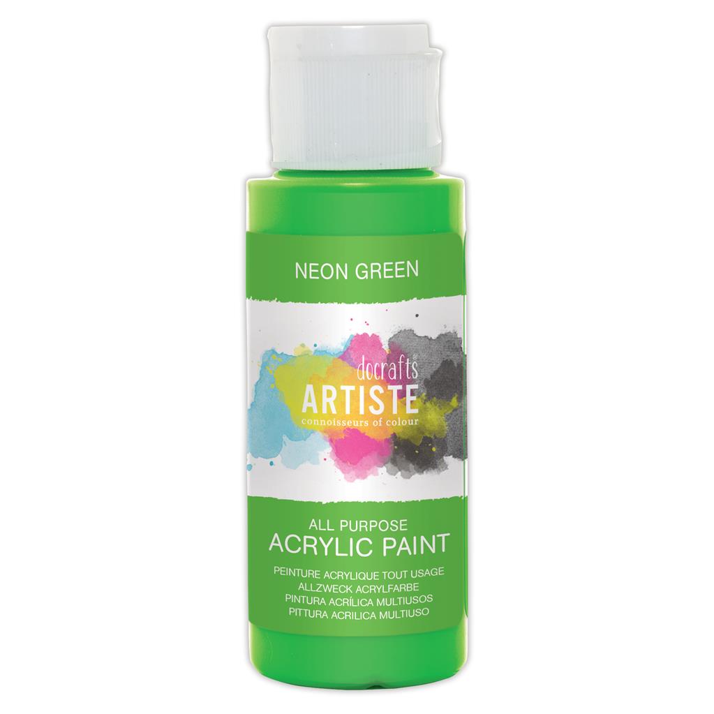 Artiste All Purpose Acrylic Paint - Neon Green (2oz)