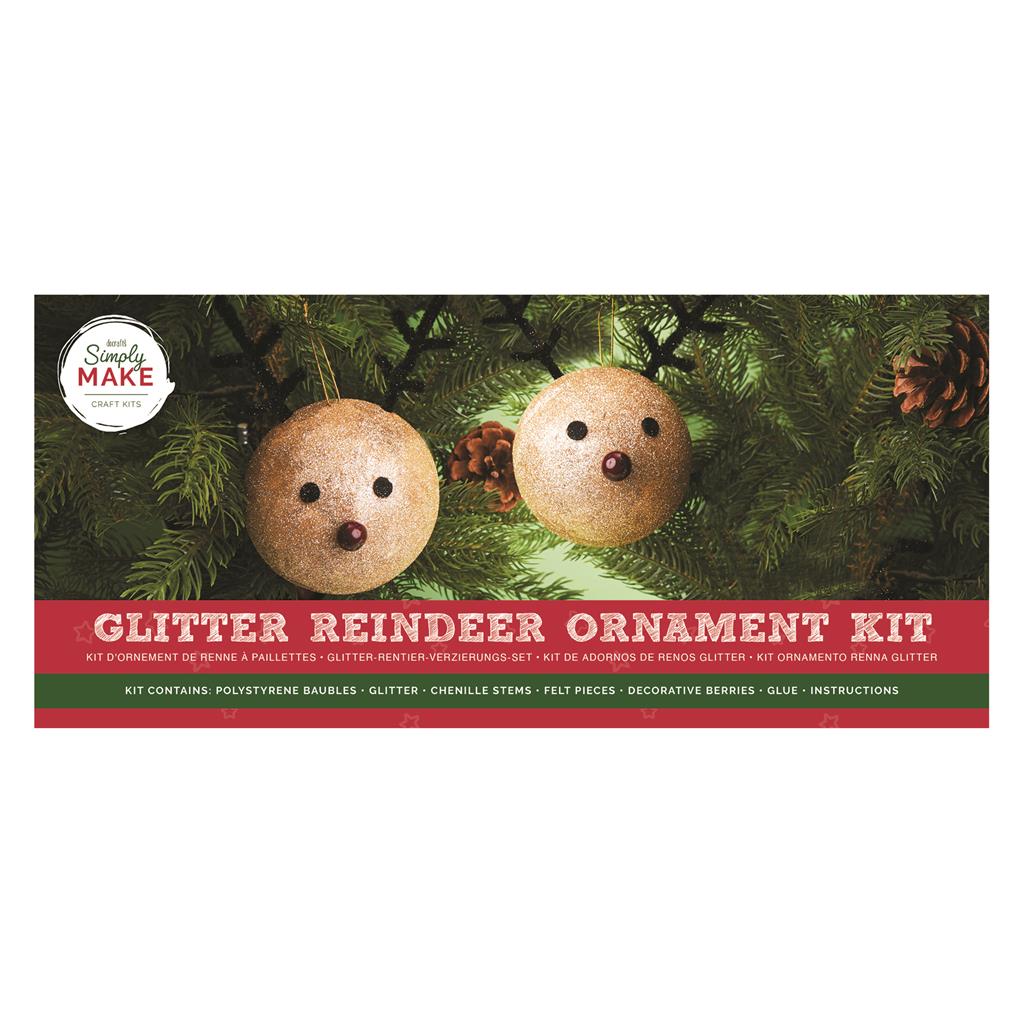 Simply Make Felt Kit - Glitter Reindeer Ornaments (2pk)