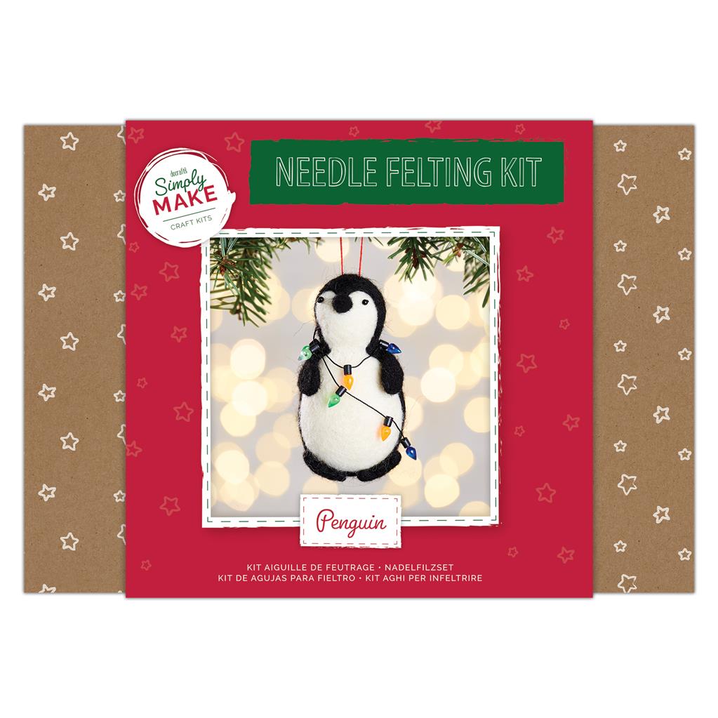 Simply Make Needle Felting Kit Penguin with Fairy Lights