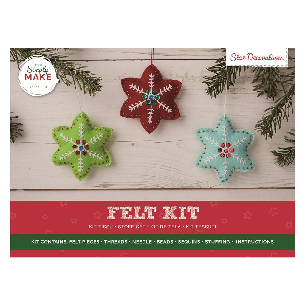 Simply Make Felt Kit - Star Decorations (3pk)