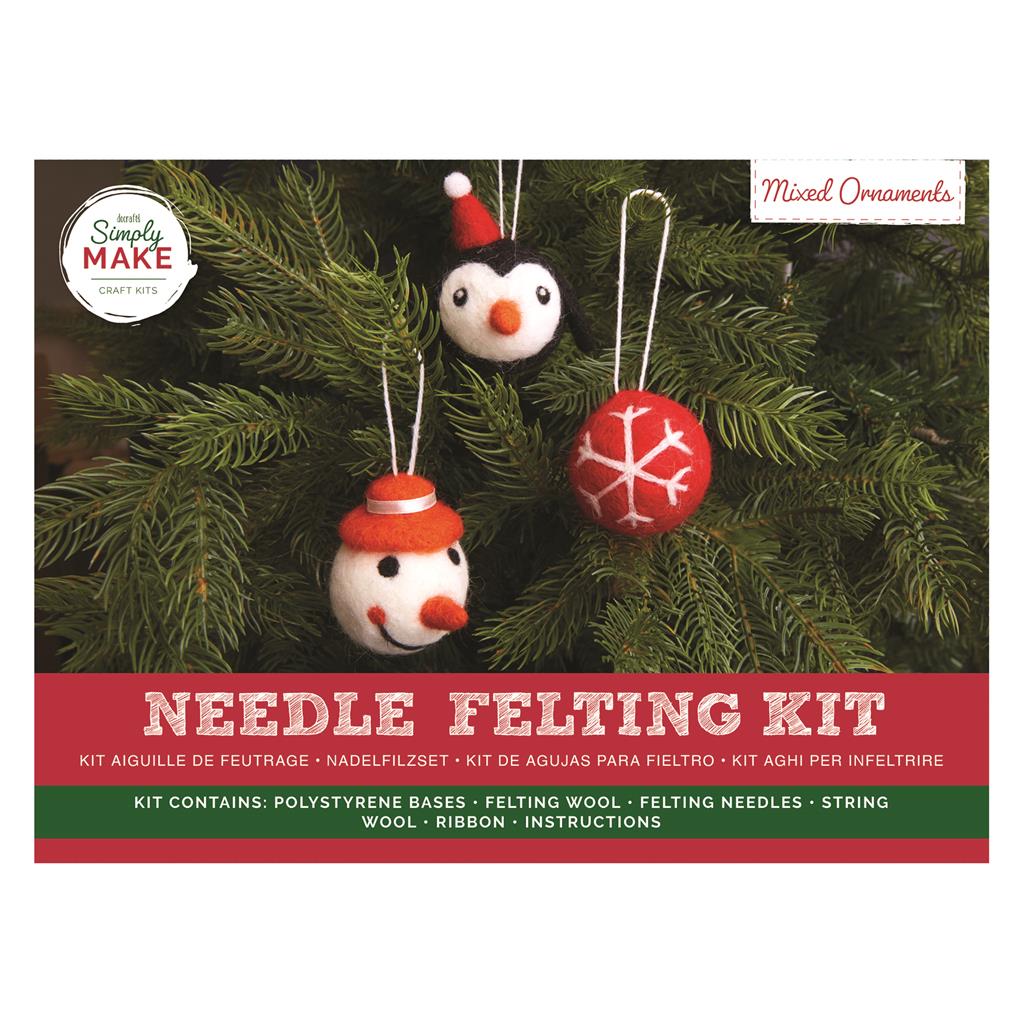 Simply Make Needle Felting Kit (3pk) - Mixed Ornaments