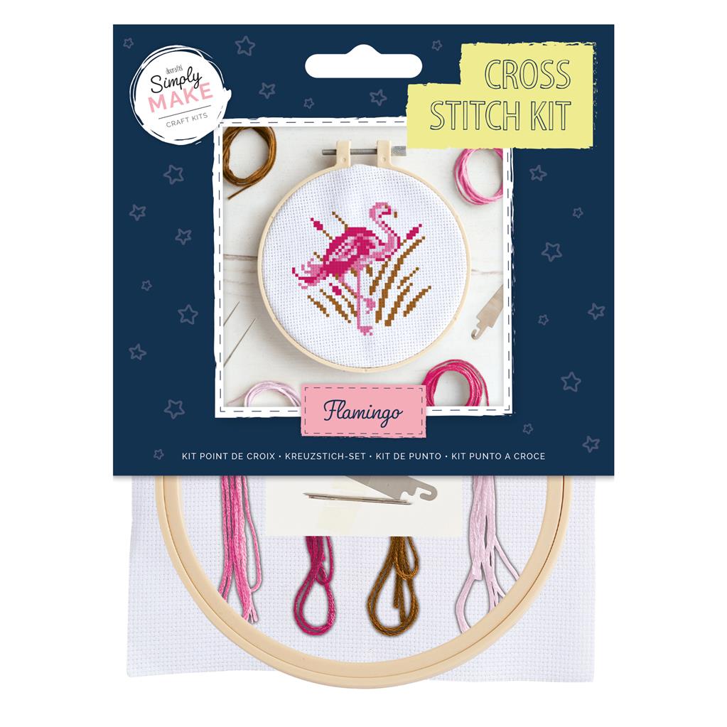 Simply Make 5" Cross Stitch Kit - Flamingo