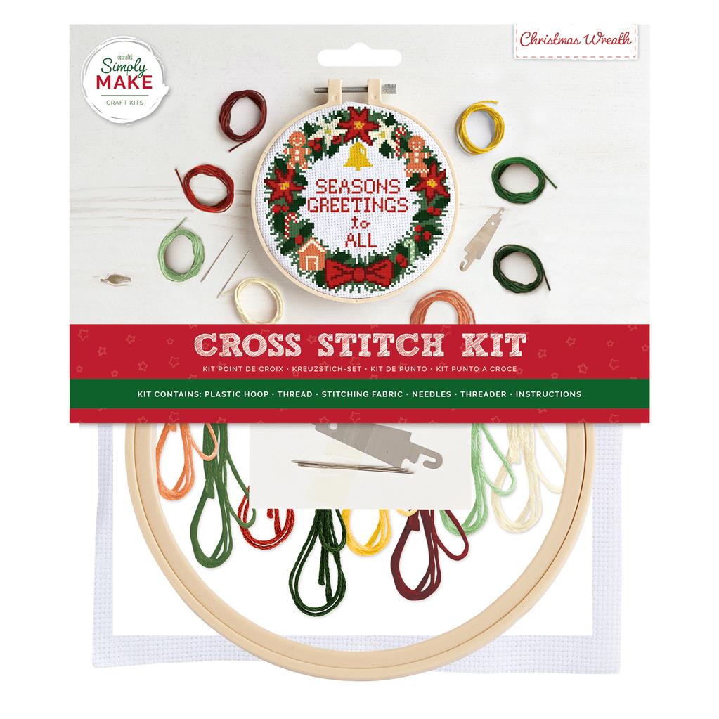 Simply Make 8" Cross Stitch Kit - Christmas Wreath