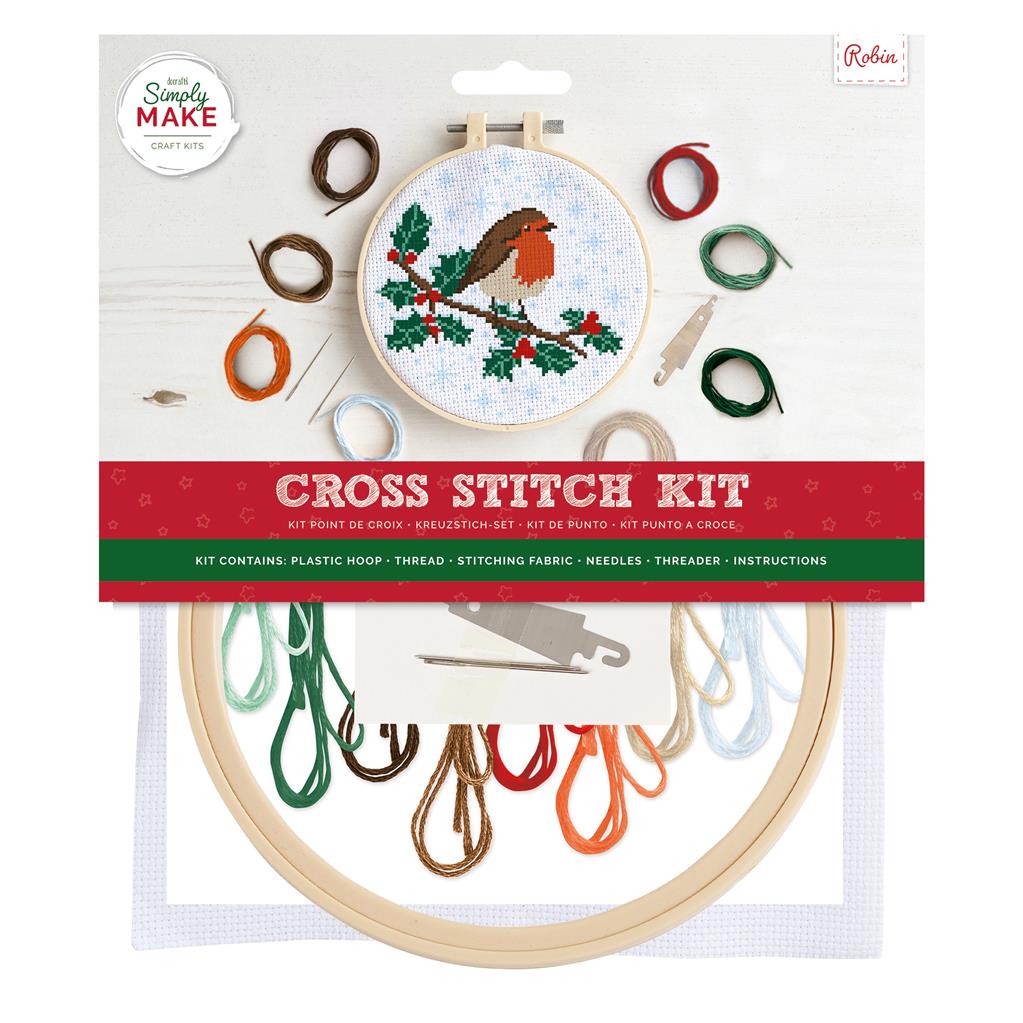 Simply Make 8" Cross Stitch Kit - Robin