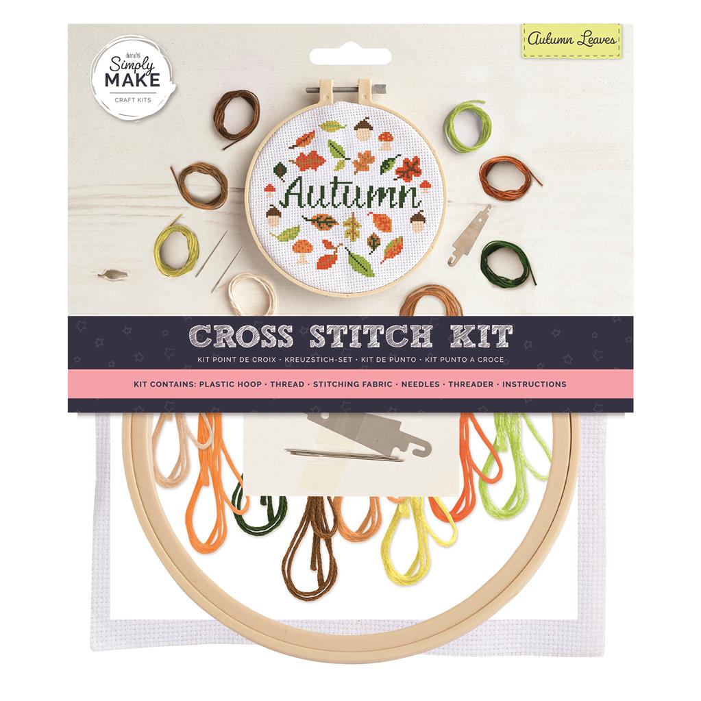 Simply Make 8" Cross Stitch Kit - Autumn Leaves