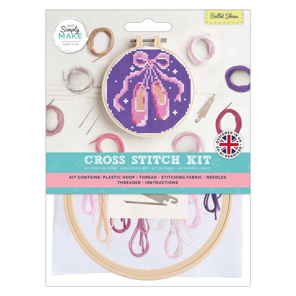 Simply Make 5" Cross Stitch Kit - Ballet Shoes