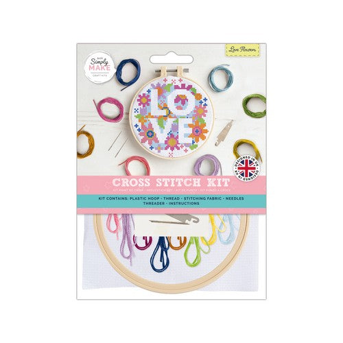 Simply Make 5" Cross Stitch Kit - Love Flowers