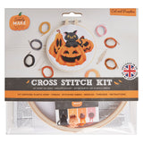 Simply Make 8" Halloween Cross Stitch Kit - Cat and Pumpkin
