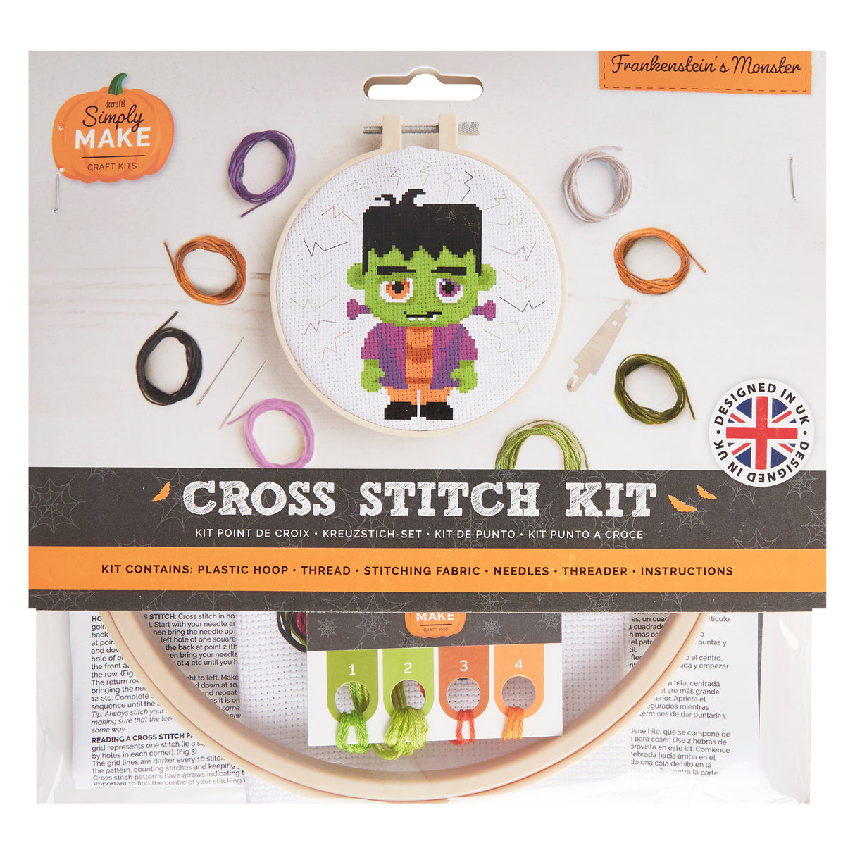 Simply Make 8" Halloween Cross Stitch Kit - Frankenstein's Monster