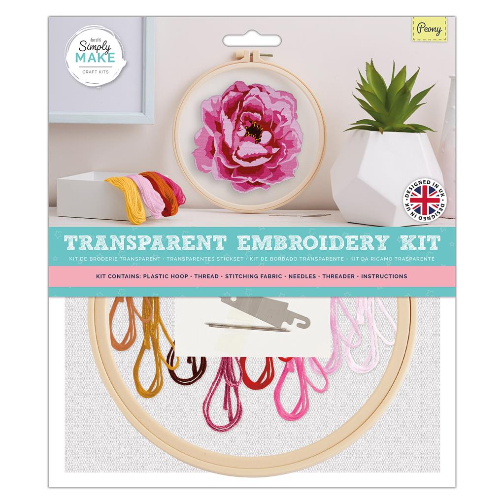 Simply Make 8" Embroidery Kit - Peony