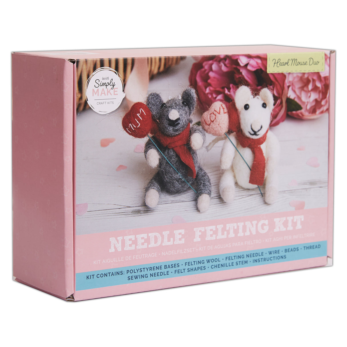 Simply Make Needle Felting Kit - Heart Mouse Duo